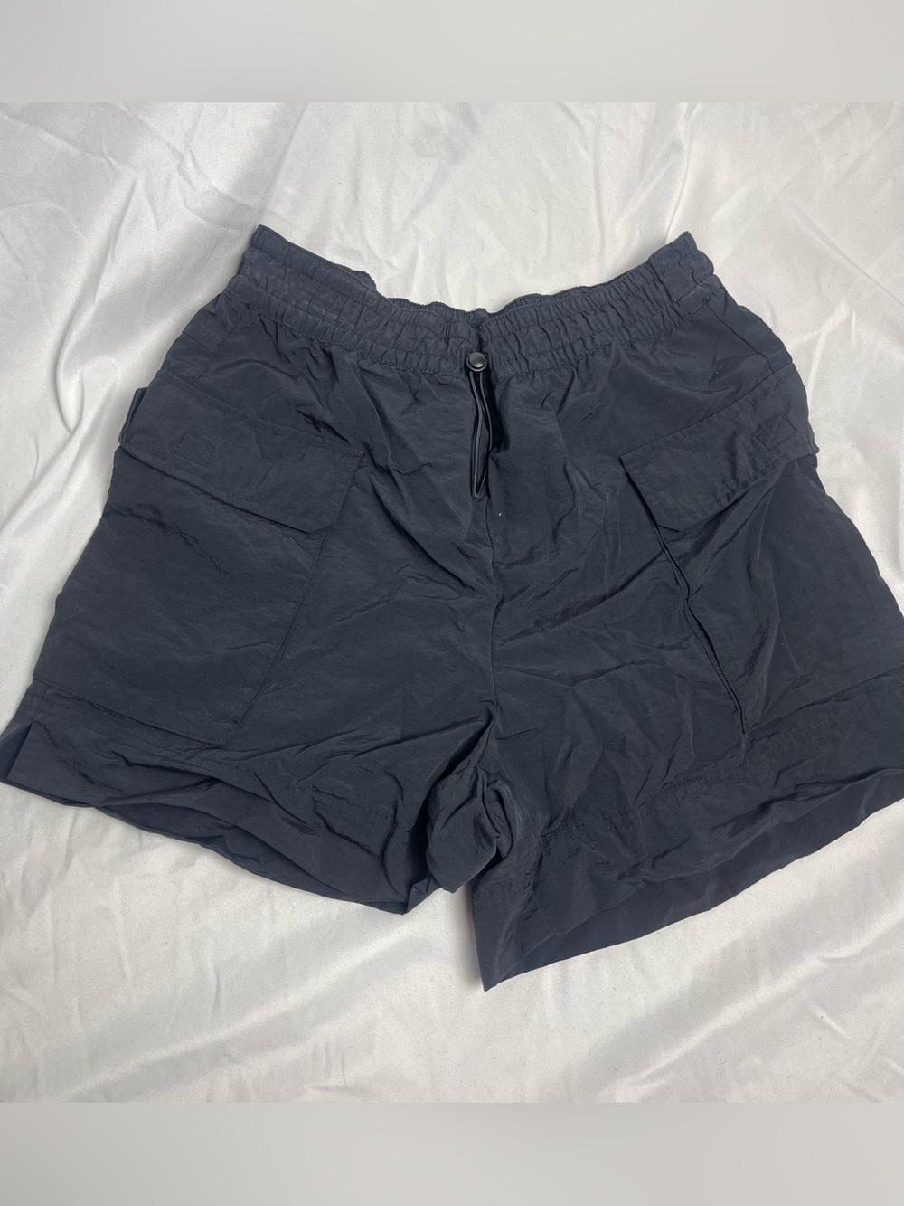 Womens Black Cargo Shorts with Elastic Waist
